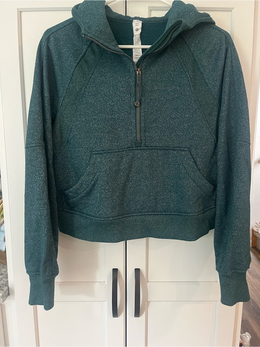 Lululemon Scuba Oversized Half Zip Spark Storm Teal Silver XS/S like new